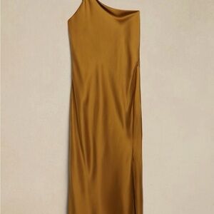 Banana Republic Satin Gold One-Shoulder Dress